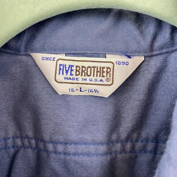 Vintage‎ Five Brother Shirt Mens Large Blue Flannel Workwear Made In USA 90s - Picture 3 of 8